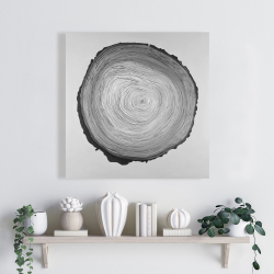 Canvas 24 x 24 - Grayscale round wood log