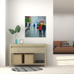 Canvas 24 x 24 - People walking under umbrella by a rainy day