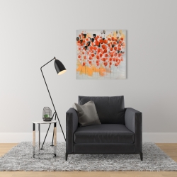 Canvas 24 x 24 - Abstract red dotted flowers field