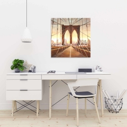 Canvas 24 x 24 - Sunset on the brooklyn bridge