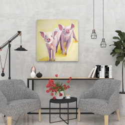 Toile 24 x 24 - Deux cochons souriant
