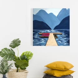Canvas 24 x 24 - Lake, quai & mountains