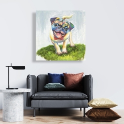 Canvas 24 x 24 - Colorful smiling pug