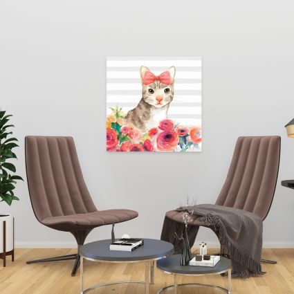 Small cat with flowers