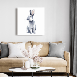 Canvas 24 x 24 - Gray curious rabbit