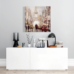 Toile 24 x 24 - Rue achalandée de paris et tour eiffel
