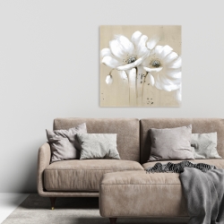 Canvas 24 x 24 - White abstract wild flowers