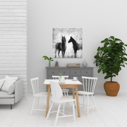 Toile 24 x 24 - Chevaux blancs et noirs
