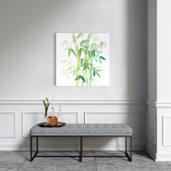 Canvas 24 x 24 - Watercolor bamboo with leaves