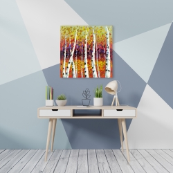 Toile 24 x 24 - Bouleaux colorés