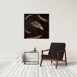 Toile 24 x 24 - Plumes dorées