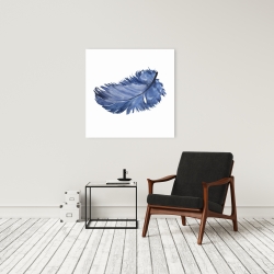 Canvas 24 x 24 - Watercolor blue feather