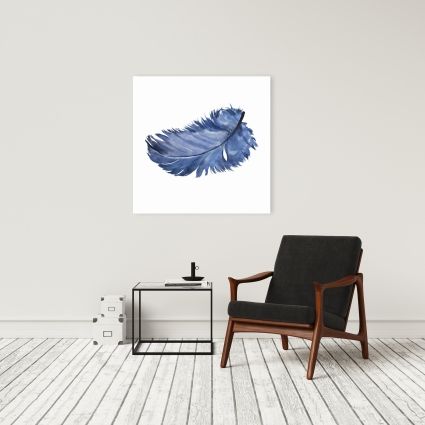 Watercolor blue feather