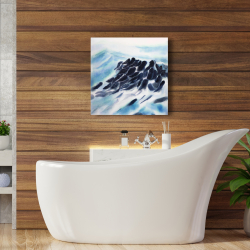 Toile 24 x 24 - Vagues de la mer avec des éclats de peinture