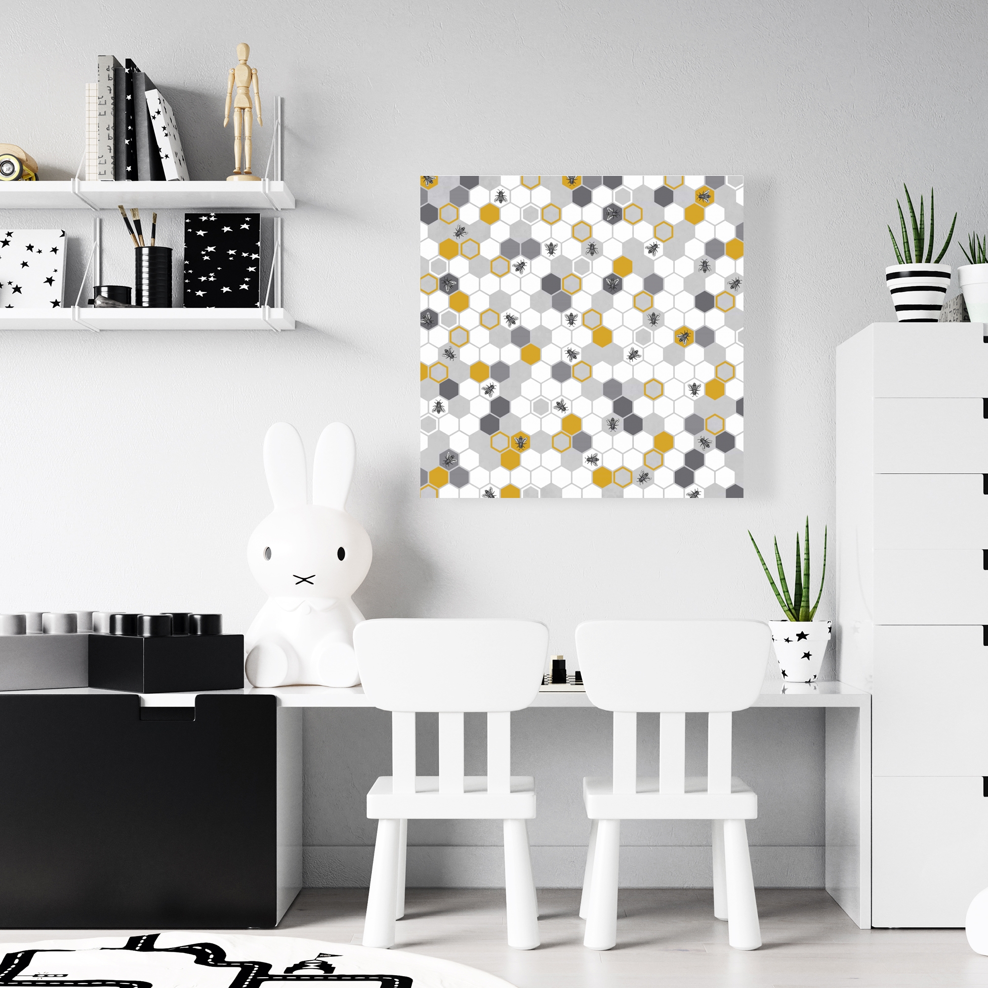 Toile 24 x 24 - Motif de ruche d'abeilles