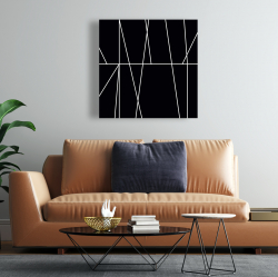 Toile 24 x 24 - Rayures blanches sur fond noir