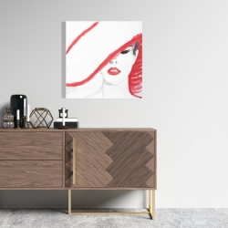 Toile 24 x 24 - Femme avec un chapeau d'été