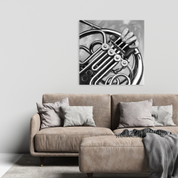 Toile 24 x 24 - Musicien avec cor français monochrome