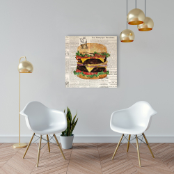 Toile 24 x 24 - Cheeseburger double tout garni style vintage