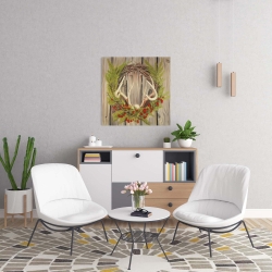 Toile 24 x 24 - Couronne de noël avec panache