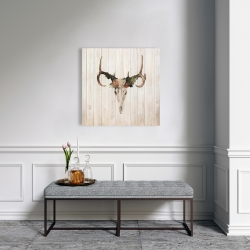 Canvas 24 x 24 - Mule deer skull with roses