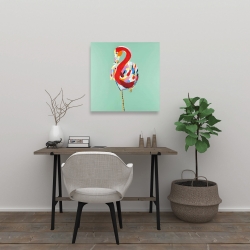 Canvas 24 x 24 - Colorful abstract flamingo