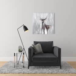 Toile 24 x 24 - Chevreuil abstrait dans la foret