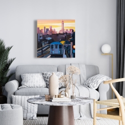 Canvas 24 x 24 - Sunset over the subway in new-york