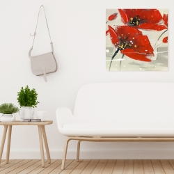 Canvas 24 x 24 - Abstract red flowers in the wind
