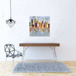 Canvas 24 x 24 - Colorful buildings with water reflection