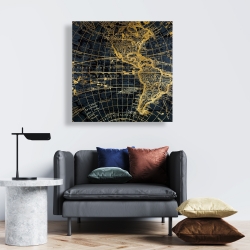 Toile 24 x 24 - Globe terreste bleu et doré