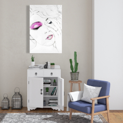 Toile 24 x 36 - Portrait de femme avec maquillage rose