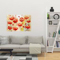 Canvas 24 x 36 - Red flowers garden