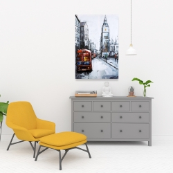 Toile 24 x 36 - Londre abstraite et bus rouge