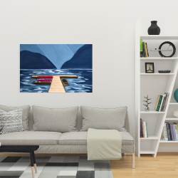 Canvas 24 x 36 - Lake, quai & mountains