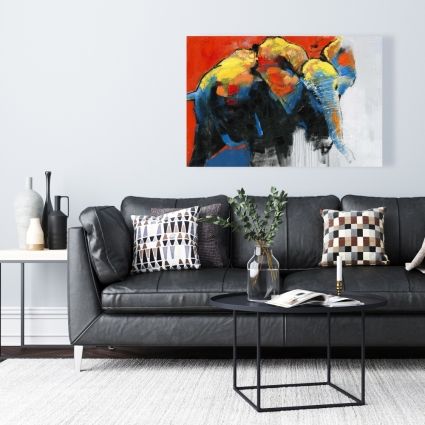 éléphant coloré et abstrait en mouvement