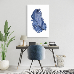 Canvas 24 x 36 - Watercolor blue feather
