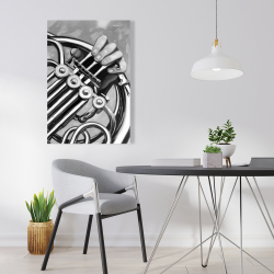 Toile 24 x 36 - Musicien avec cor français monochrome