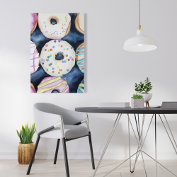 Canvas 24 x 36 - Watercolor delicious looking doughtnuts