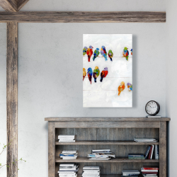 Toile 24 x 36 - Oiseaux colorés sur des fils