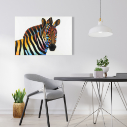 Canvas 24 x 36 - Colorful profile view of a zebra