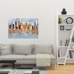 Canvas 24 x 36 - Colorful buildings with water reflection
