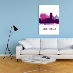 Canvas 24 x 36 - Sheffield city color splash silhouette