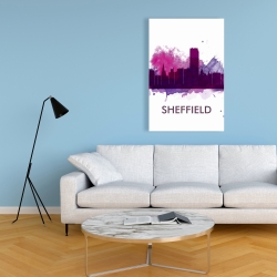 Toile 24 x 36 - Silhouette en éclats de couleurs de la ville de sheffield