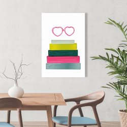 Canvas 24 x 36 - Heart shape glasses with books