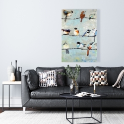 Toile 24 x 36 - Petits oiseaux colorés