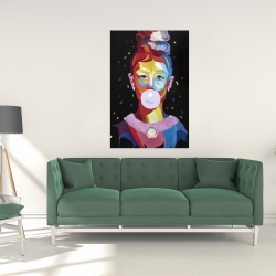 Canvas 24 x 36 - Colorful audrey hepburn portrait with bubblegum