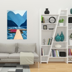 Canvas 24 x 36 - Lake, quai & mountains