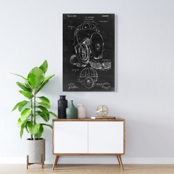 Canvas 24 x 36 - Black blueprint of a football helmet