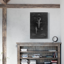 Canvas 24 x 36 - Black blueprint of golf tee